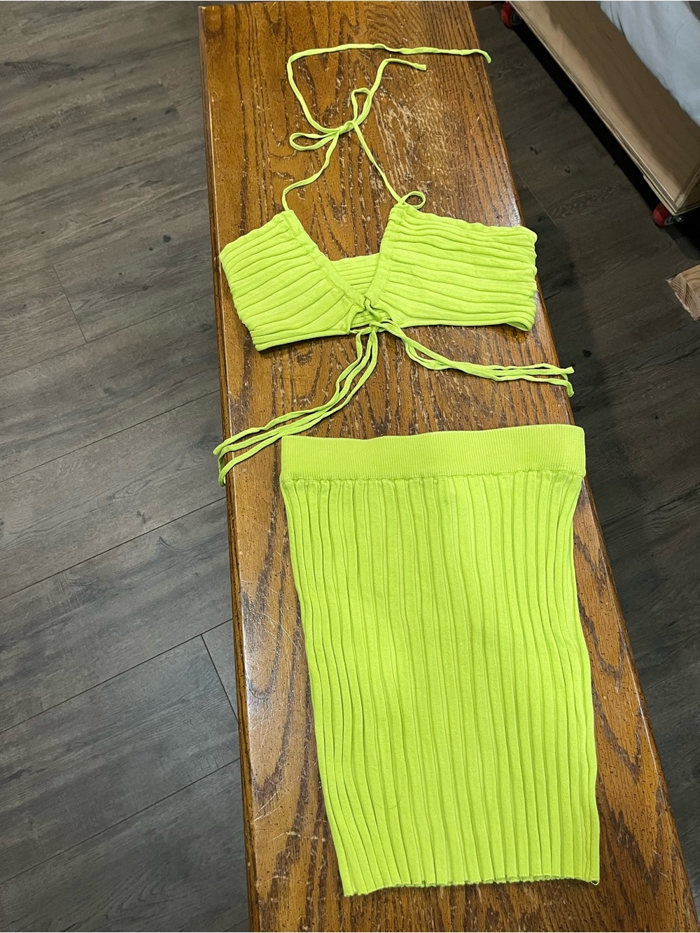 NWT Ribbed  Lime Pencil Skirt Set - Women
